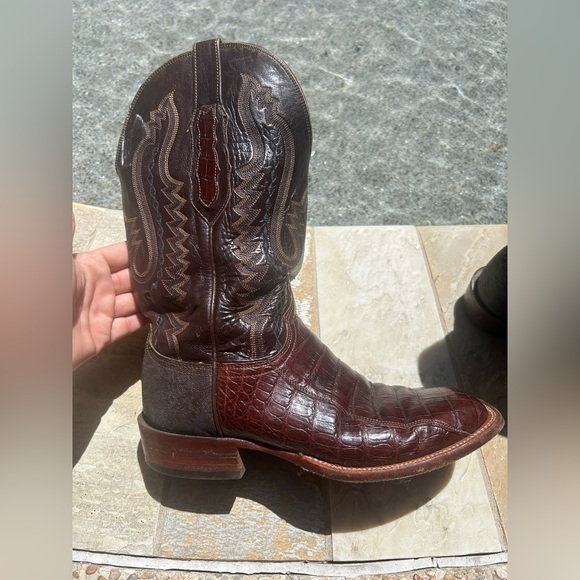 Lucchese Other - Lucchese Brown Leather Cowboy Boots Caiman 9D